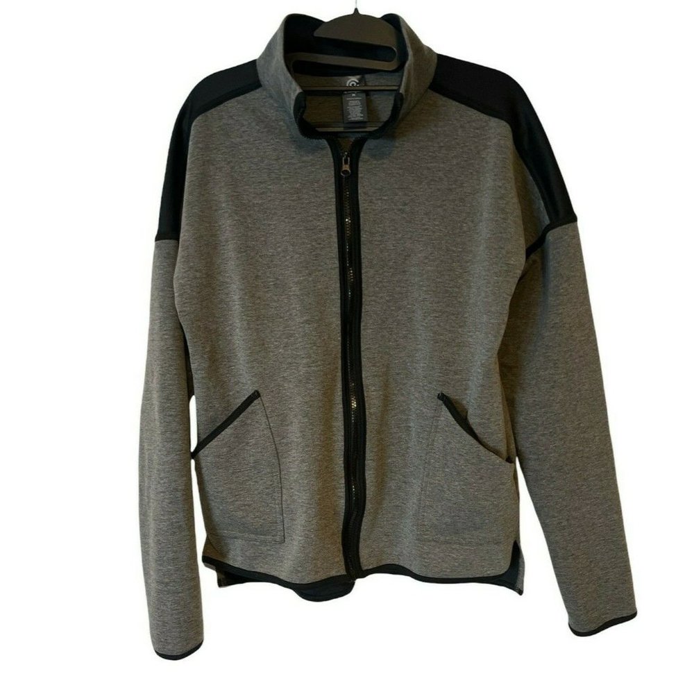 CHAMPION Womens Athletic Jacket Zip Up Stretch Pockets Black Gray NWOT Size M